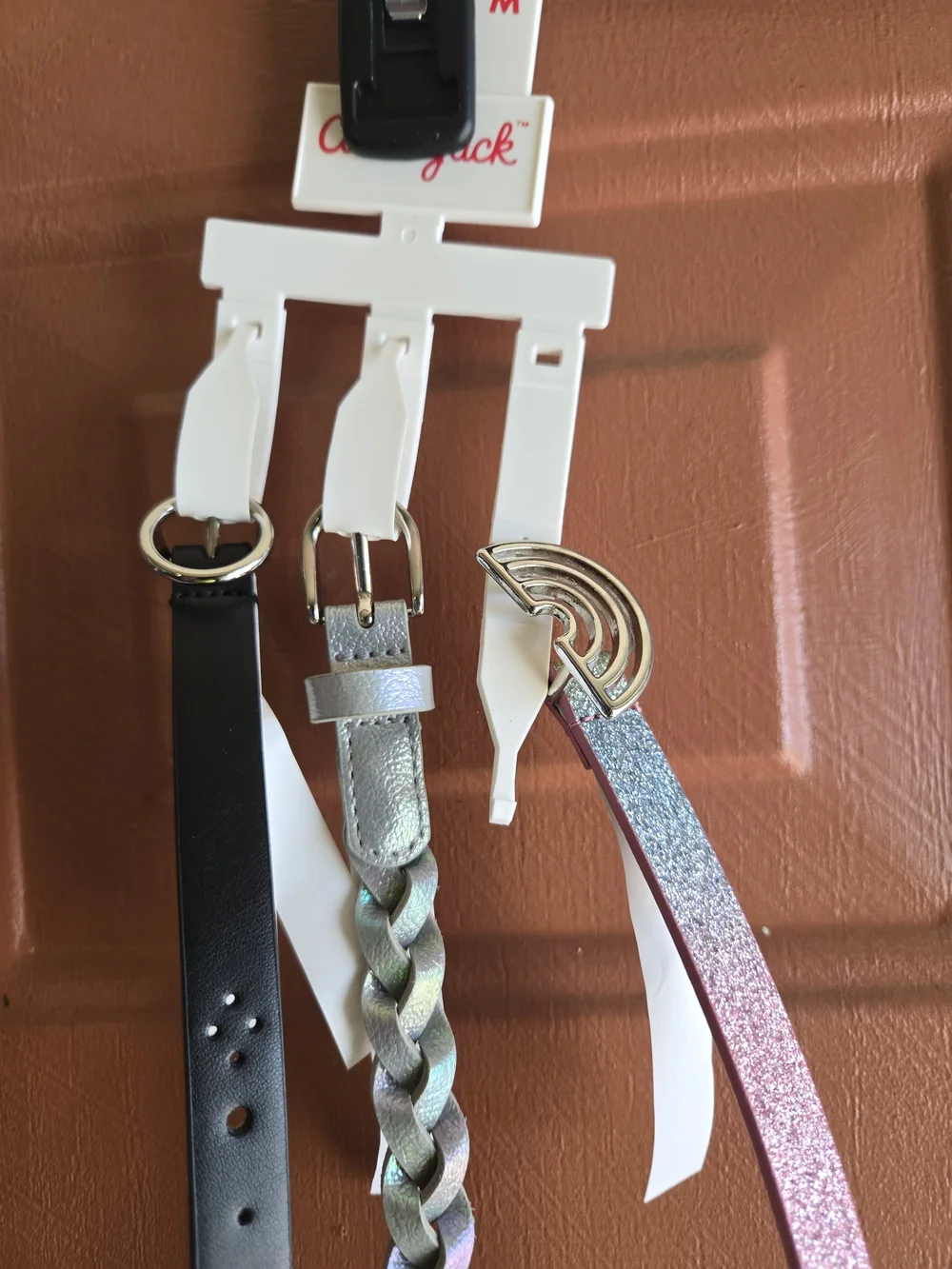 Cat & Jack Kids Belt Set - Black, Silver, Pink Holographic